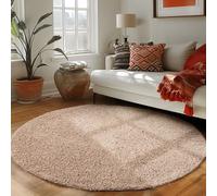Carpettex Teppich Tapis Rond pour Le Salon, Design uni à Poil Long, Moderne et Moelleux, Couleur: Beige, Taille: 120 cm Rond