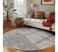 Carpettex Teppich Tapis Rond pour Le Salon, Design uni à Poil Long, Moderne et Moelleux, Couleur: Gris Clair, Taille: 160 cm Rond