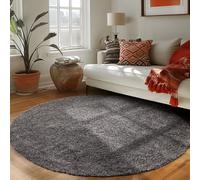 Carpettex Teppich Tapis Rond pour Le Salon, Design uni à Poil Long, Moderne et Moelleux, Couleur: Gris, Taille: 160 cm Rond