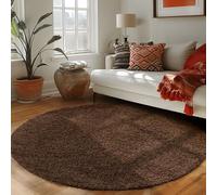 Carpettex Teppich Tapis Rond pour Le Salon, Design uni à Poil Long, Moderne et Moelleux, Couleur: Marron, Taille: 120 cm Rond