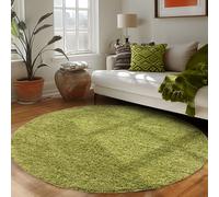 Carpettex Teppich Tapis Rond pour Le Salon, Design uni à Poil Long, Moderne et Moelleux, Couleur: Vert, Taille: 160 cm Rond