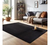 Carpettex Teppich Tapis salon, antidérapant, lavable, 120 x 170 cm, noir, moderne et moelleux, à poils courts, pour chambre à coucher, cuisine, couloir, salle à manger, chambre d'enfant