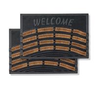 Carpido Paillasson antidérapant - Tapis de Porte en Caoutchouc & Coco - Paillasson Welcome 40x60 cm Lot de 2 - Paillasson résistant aux intempéries et Robuste