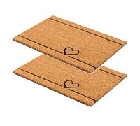 Carpido Paillasson Coco Coeur Lignes Design - Chemin de propreté 40x60 cm Lot de 2 - paillasson intérieur - Tapis Coco antibactérien - matériau Naturel