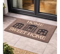 Carpido Paillasson coco Home Sweet Home - 40 x 60 cm - Antibactérien - Gris - Dos en vinyle - Matériau naturel