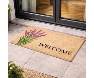 Carpido Paillasson Coco Lavande - 40x60 cm - paillasson d'entrée antibactérien - paillasson Coco avec Dos en Vinyle - matière Naturelle - 100% Coco