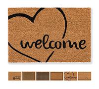 Carpido Paillasson Coco Welcome Coeur Design - Chemin de propreté 40x60 cm - paillasson intérieur - Tapis Coco antibactérien - matériau Naturel