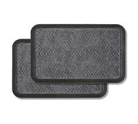 Carpido Paillasson Extérieur & Intérieur - Set de 2 40x60 cm - Gris Motif - Tapis de Porte antidérapant - Tapis de propreté résistant - extérieur Marches
