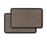 Carpido Paillasson Extérieur & Intérieur - Set de 2 50x80 cm - Lignes Marron - Tapis de Porte antidérapant - Tapis de propreté résistant - extérieur Marches