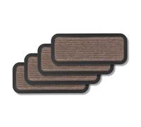 Carpido Paillasson Extérieur & Intérieur - Set de 4 25x60 cm - Lignes Marron - Tapis de Porte antidérapant - Tapis de propreté résistant - extérieur Marches