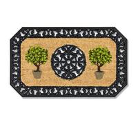 Carpido Paillasson - Tapis de propreté - Tapis de Porte intérieur - Tapis d'entrée extérieur Couvert - Tapis Coco avec Bord Caoutchouc - Beige Arbres Ronds, 45x75 cm