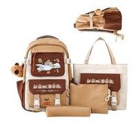 Carpincho Sac à dos d'école 18,11 pouces | Ensemble en nylon : sac d'école mignon de grande capacité avec trousse à crayons et sacs de tutorat pour garçons, filles, étudiants, voyages, c, C, Voir la