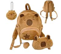 Carpincho Sac à dos | Sac à dos mignon | Sac à dos scolaire en bois - Tissu en peluche | Sac à dos scolaire de dessin animé de 11,02 pouces | Parfait pour transporter des livres, des pièces de monnaie