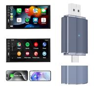 CarPlay Adaptateur sans fil 2 en 1 pour Apple & Android Auto, CarPlay câblé en usine vers Plug & Play sans fil, prise en charge OTA, type C/USB Plug & Play, Wi-Fi 5,8 GHz, iOS 10+ et Android 11+