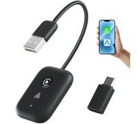Carplay Adaptateur sans fil 2 en 1 pour voiture Android Plug and Play, adaptateur CarPlay sans fil avec adaptateur de type C pour CarPlay filaire en usine vers sans fil