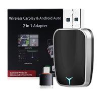 CarPlay Adaptateur sans fil 2 en 1 USB-A/C Mini Android Auto pour iOS 12+ et voitures avec câble CarPlay, Plug and Play