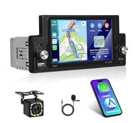 Carplay Android Auto 1Din Car Stéréo, Motorsi 5.9 Pouces HD Écran Tactile Poste Radio Voiture, Autoradio Prise en Charge de Bluetooth 5.0/MirrorLink/FM/USB/ MP5 Lecteur + Caméra Arrière