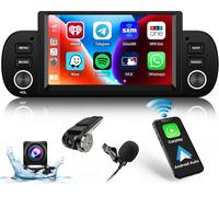 Carplay Autoradio Android 15 pour Fiat Panda 2013-2020, 6,2 Pouces Écran Tactile avec sans Fil CarPlay GPS Bluetooth Mains Libres WiFi FM/RDS MIC Commande au Volant +Dashcam+Caméra de Recul