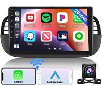 Carplay Autoradio Android 15 pour Fiat Panda 2013-2020, 6,2 Pouces Écran Tactile avec sans Fil CarPlay GPS Bluetooth Mains Libres WiFi FM/RDS MIC Commande au Volant +Dashcam+Caméra de Recul