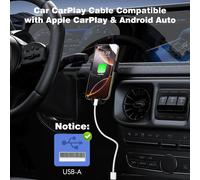 Carplay Câble Charge Tressé Pour Iphone 17 16E 15, 3A 18W 30Cm Tressé Carplay Câble Usb A Vers Usb C Pour Apple Carplay & Android Auto,Chargeur Voiture Données Pour Samsung A17 A16 A06 A56 Pixel 9A 8