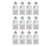 CarpNettore 12 Pièces Boîte à Bonbons de Noël Coffret Sucreries Biscuits Mini Gâteaux Pâtisseries Matière Papier Construction Robuste Motifs Festifs Adaptée Anniv, Blanc