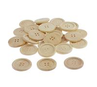 CarpNettore 30 Boutons En Bois Naturel Non Peints, 4 Trous, 40 Mm, pour La Couture et Les Loisirs Créatifs, beige