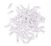 CarpNettore 50 Pièces Pinces à Linge en Bois Mini Attache Photo Clip de Printemps en Bois Accessoires Polyvalents pour de Cartes Bricolage Décoration D, Blanc, 50pcs