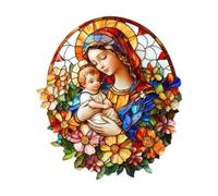 CarpNettore Film autocollant non adhésif Vierge Marie tenant le bébé Jésus pour fenêtre de Noël, festival, pendaison de crémaillère, café