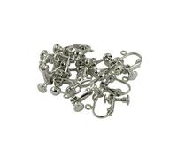 CarpNettore Lot de 12 Crochets Plats à Vis pour Boucles d'oreilles sans Perçage, pour Loisirs Créatifs, Argent