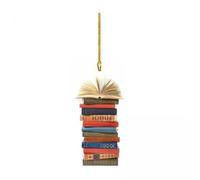 CarpNettore Lot de 4 Décorations de Noël En Forme de Livre, Cadeau Idéal pour Les Amoureux Des Livres. Ornements à Suspendre pour Porte, Jardin Ou Cour.