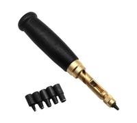 CarpNettore Perforatrice Réglable, Jeu de 6 Embouts de Tailles Différentes avec Manche En Bois pour Le Cuir, La Couture, Les Fibres et Les Loisirs Créatifs