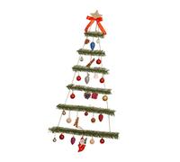 CarpNettore Sapin de Noël Mural, Décoration de Noël avec Pendentifs et Cimier, Décoration En Bois pour et Fenêtres Extérieures, Vert