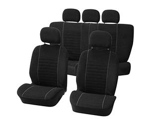 Carpoint Jeu de Couvre-sièges Velours 9 pièces Noir/Gris