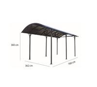 Habrita Carport camping-car aluminium et polycarbonate 7,60 x 3,62 m - CAR 3676 AL CC