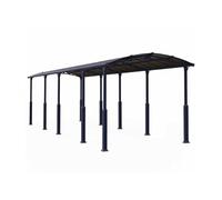 Carport Arcadia Alpine 106 gris anthracite toit arrondi 10,7 x 3,59 m