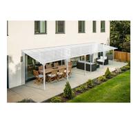 Carport adossé KLEO Cazeboo abri voiture aluminium 10x3 m toit polycarbonate blanc 30 m²