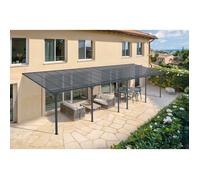 Carport adossé KLEO Cazeboo abri voiture aluminium 10x3 m toit polycarbonate gris 30 m²