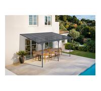 CAZEBOO Carport Pergola Adossée Aluminium KLEO 435x300 cm 4,5x3 m 14 m² Gris Anthracite Design Moderne Protection Terrasse Véhicule Résistant Anti-UV Réglable Haute Qualité Toit Polycarbonate UV30+