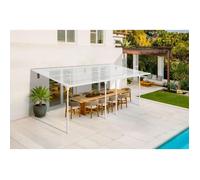 Carport adossé KLEO Cazeboo abri voiture aluminium 6x3 m toit polycarbonate blanc 18 m²