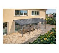 Carport adossé KLEO Cazeboo abri voiture aluminium 8x3 m toit polycarbonate gris 24 m²