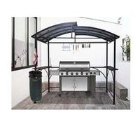 Carport pour barbecue à double toit en acier 2,63 x 1,50 x 2,40 m gris anthracite CAR2415AC Habrita Foresta