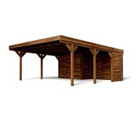 CARPORT BOIS 2 VOITURES AVEC ANNEXE 39M²