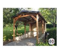 Carport bois 20m², abri camping-car, SUV ou utilitaire, garantie 10 ans, 6 poteaux 14X14