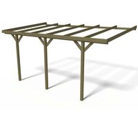 Carport Bois Adossé Voiture " Solar 2 " - 300 X 454 X 245 Cm Marron