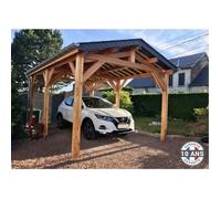 Carport Bois Douglas Français 14 m² - 2 pentes - 6 poteaux - Abri véhicule extérieur - Garantie 10 ans
