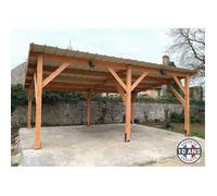 Carport Bois Douglas Français 16 m² - 1 pente - 6 poteaux - Abri voiture extérieur - Garantie 10 ans