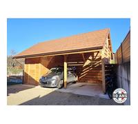 Carport Bois Douglas Français 28 m² - 2 pentes - 8 poteaux - Abri bois extérieur - Garantie 10 ans