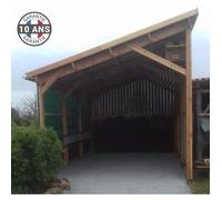 Carport Bois Douglas Français 32 m² - 1 pente - 8 poteaux - Abri 3 voitures - Garantie 10 ans