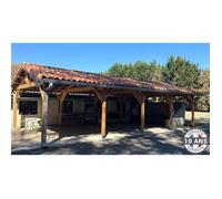 Carport Bois Douglas Français 44 m² - 2 pentes - 10 poteaux - Abri voiture extérieur - Garantie 10 ans