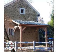 Carport Bois Douglas Français adossé surface 14 m² - 1 pente - 2 poteaux - Abri voiture extérieur - Garantie 10 ans